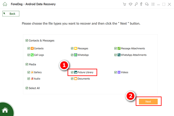 Sélectionnez la catégorie Photos pour récupérer les photos supprimées sur Samsung