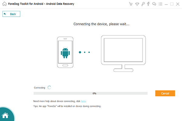 Entrer en mode de récupération sur Android FoneDog Backup Connect