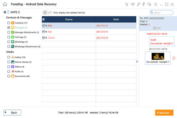 Meilleur moyen de récupérer des messages texte à partir d'un numéro de téléphone : Utilisation de FoneDog Android Data Recovery