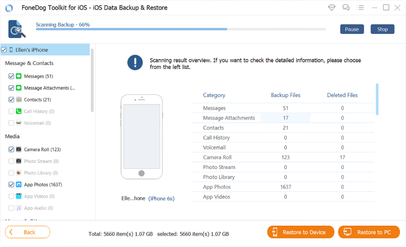 Accéder aux fichiers iPhone sur Windows 10 FoneDog Scanning Backup