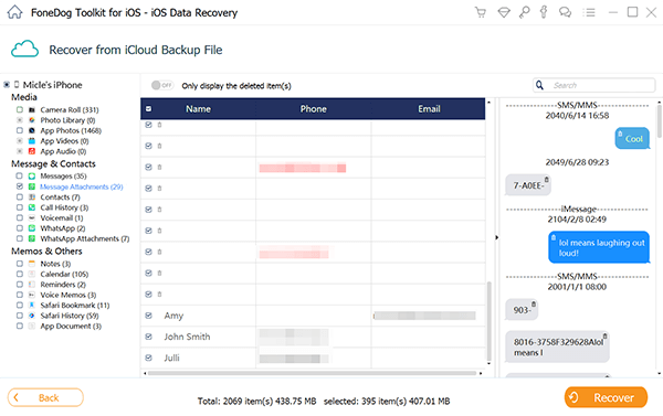 Prévisualiser, restaurer et télécharger des messages texte depuis l'iPhone