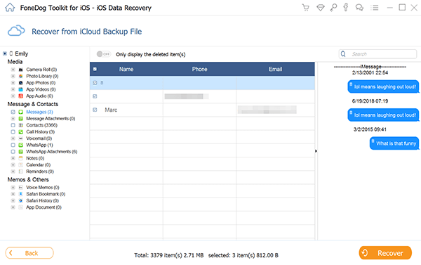 La meilleure méthode pour récupérer des iMessages supprimés d'iCloud : récupération de données FoneDog iOS