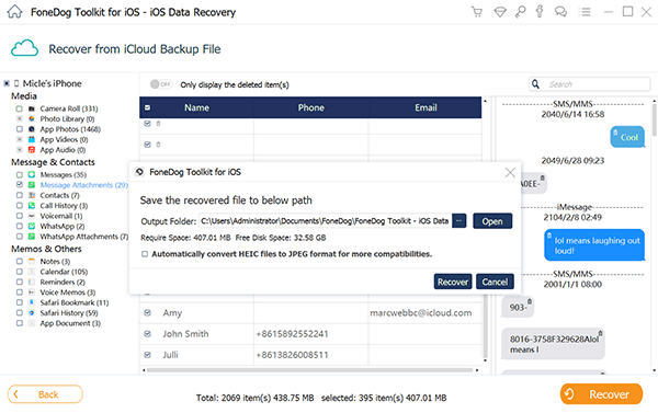 Extraction de fichiers iMessages depuis iCloud via un logiciel tiers