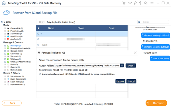 Prévisualiser et récupérer des messages texte supprimés à partir d'iCloud