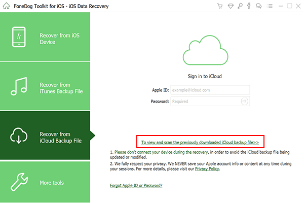 Afficher la sauvegarde précédente Icloud