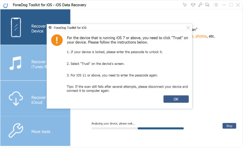 Rechercher d'anciens messages texte sur iPhone via la récupération de données FoneDog iOS