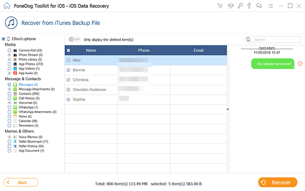 Prévisualiser et restaurer les messages supprimés du fichier de sauvegarde iTunes