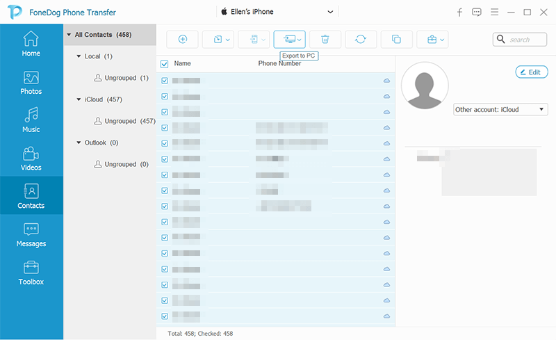 Transférer les contacts de l'iPhone vers un ordinateur