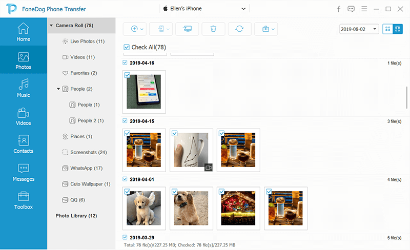 Sélectionnez les photos iPad à transférer