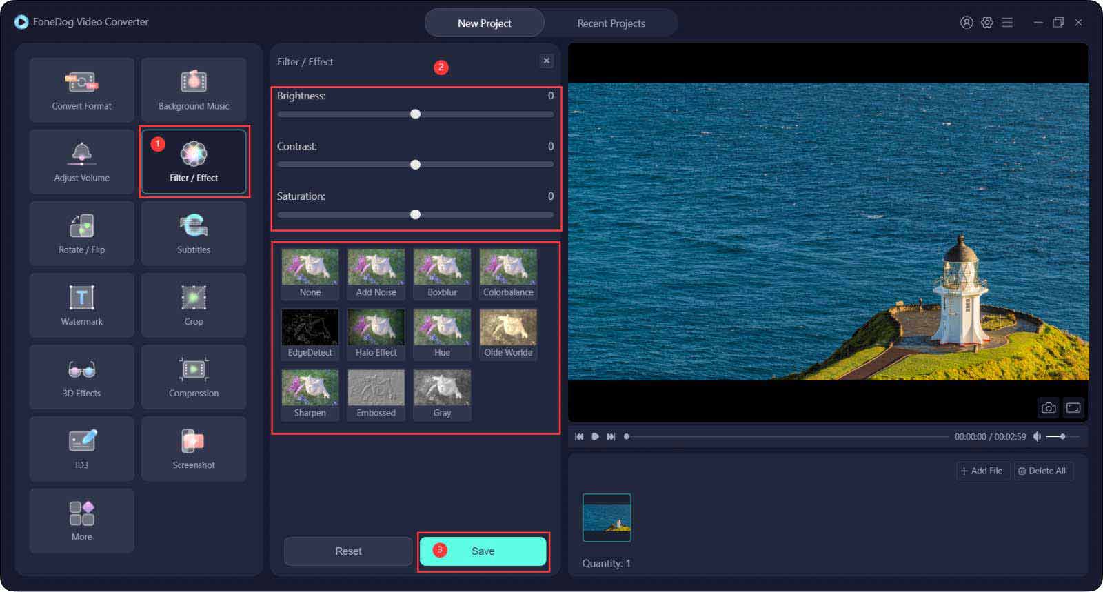 Le meilleur convertisseur vidéo pour combiner des vidéos GoPro - Convertisseur vidéo FoneDog : ajouter des effets