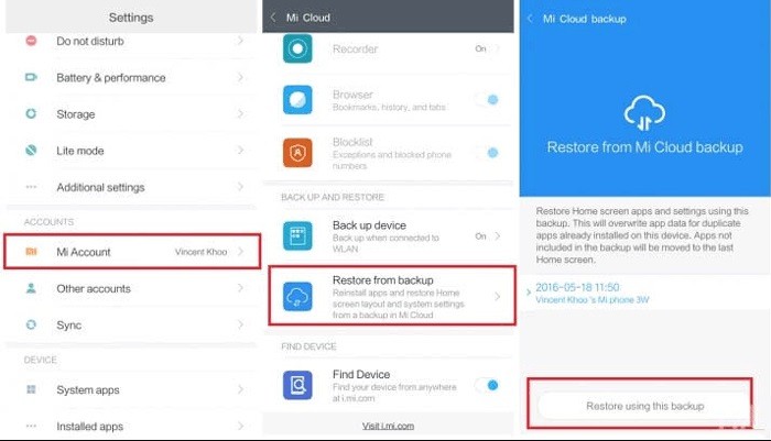 Restaurer les messages texte supprimés via Mi Cloud Backup