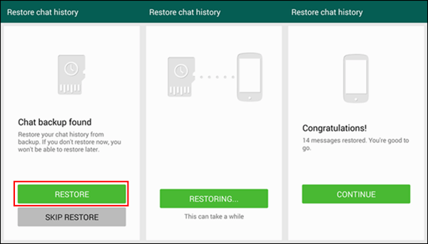 Restaurer le compte Google Whatsapp