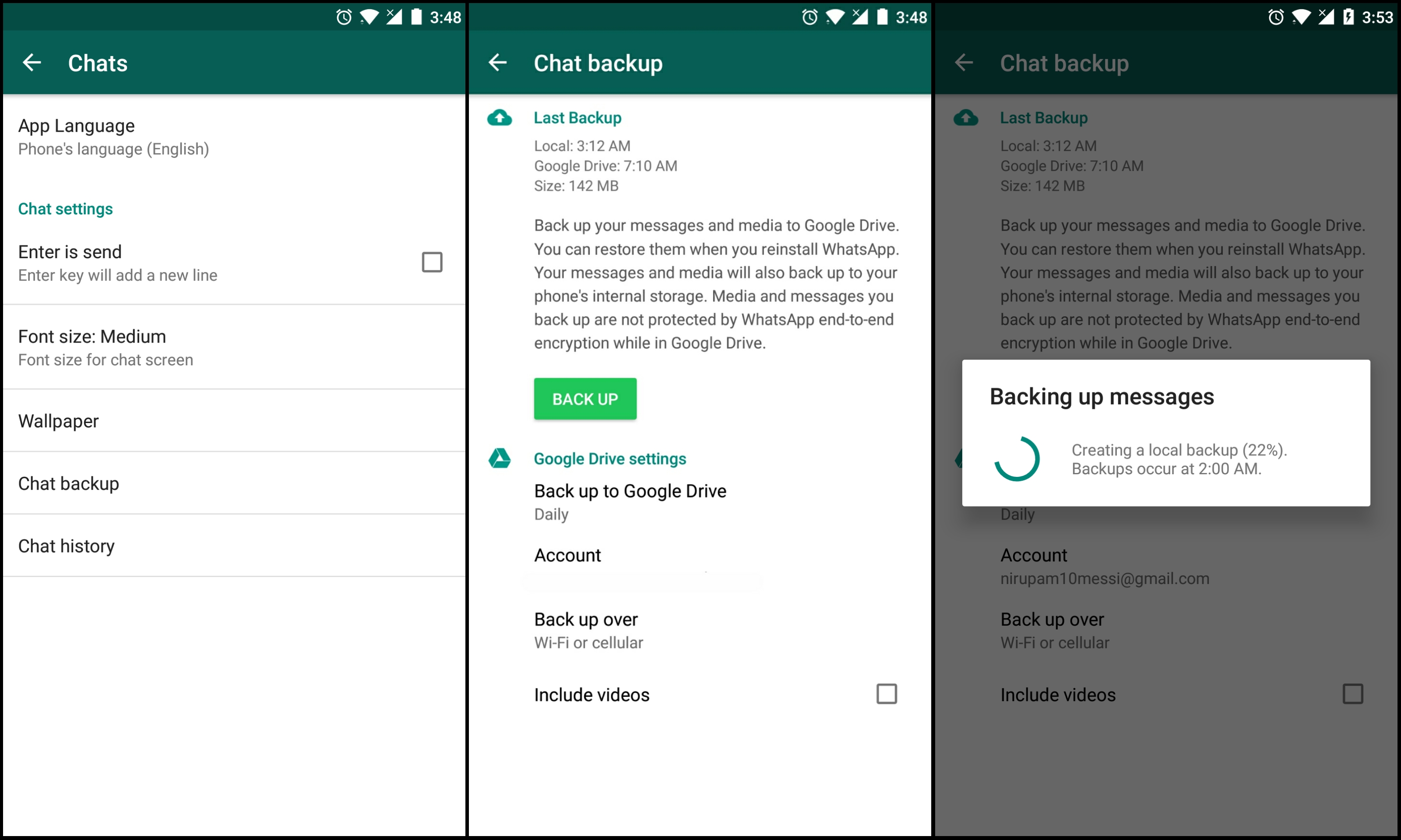 Configurer Google Drive Backup Whatsapp