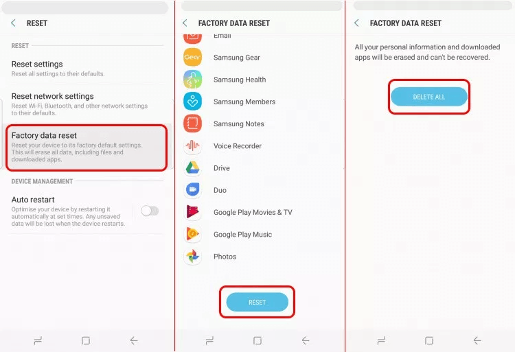 Réinitialisez votre appareil Android Résoudre Verizon Message Plus continue de s'arrêter