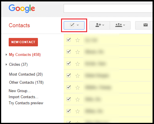 Google Select All Contacts