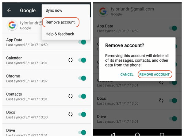 Résoudre le code d'erreur 920 Android Supprimer le compte