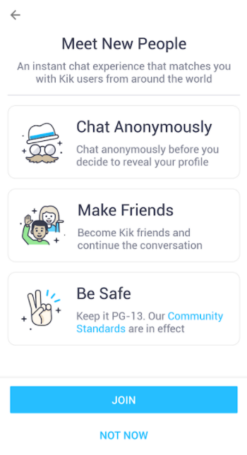 Fonctionnalité Rencontrez de nouvelles personnes sur Kik