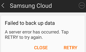 Samsung Cloud Backup a échoué