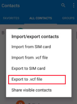 Transférer des contacts de Sony vers Samsung à l'aide de vCard