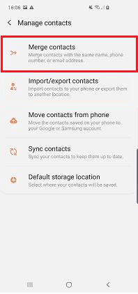 Sauvegarde des contacts Samsung par fusion de comptes