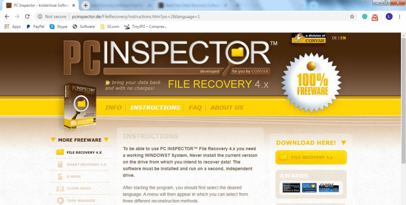 Site officiel de PC Inspector File Recovery