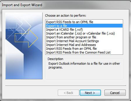 Exporter Contacts Outlook dans un fichier