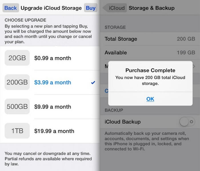 Achetez plus de stockage iCloud