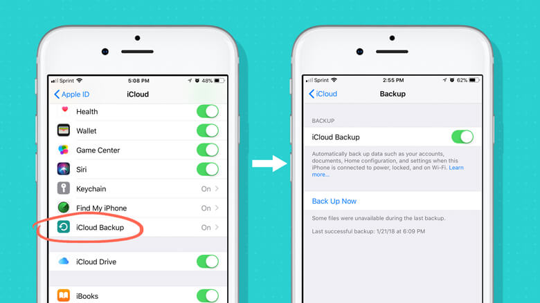 Savoir que l'iPhone est sauvegardé iCloud