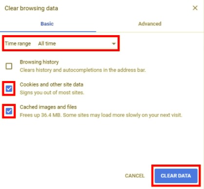 Effacer le cache et les cookies dans Chrome
