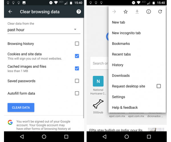Effacer l'historique du navigateur de Chrome