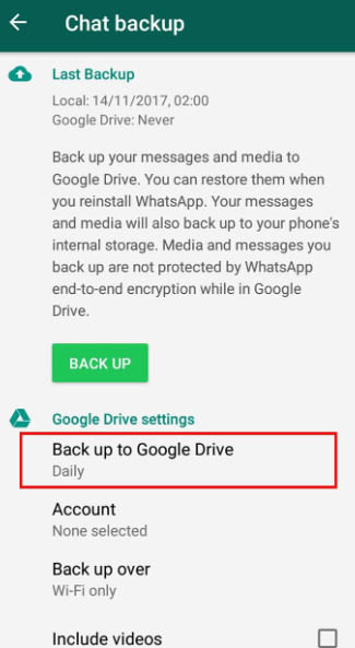Utilisez Google Drive pour transférer des messages WhatsApp