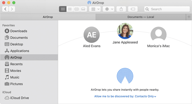 Contacts iPhone Airdrop sur votre Mac