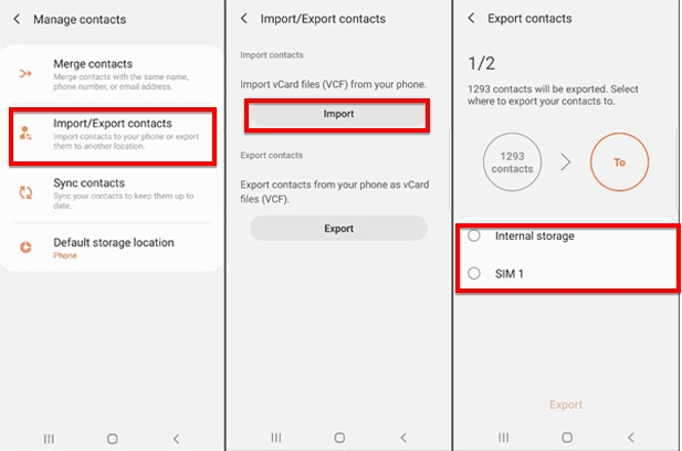 Transférer manuellement des contacts entre téléphones Android