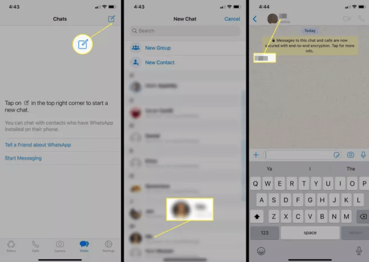 Cliquez sur l'icône en forme de crayon pour supprimer un contact WhatsApp de votre iPhone
