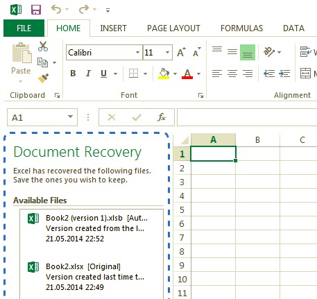 Récupérer les fichiers Excel supprimés - Fichier non enregistré