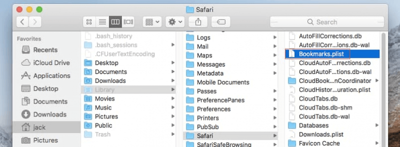 Restaurer les signets Safari à l'aide de Time Machine sur Mac