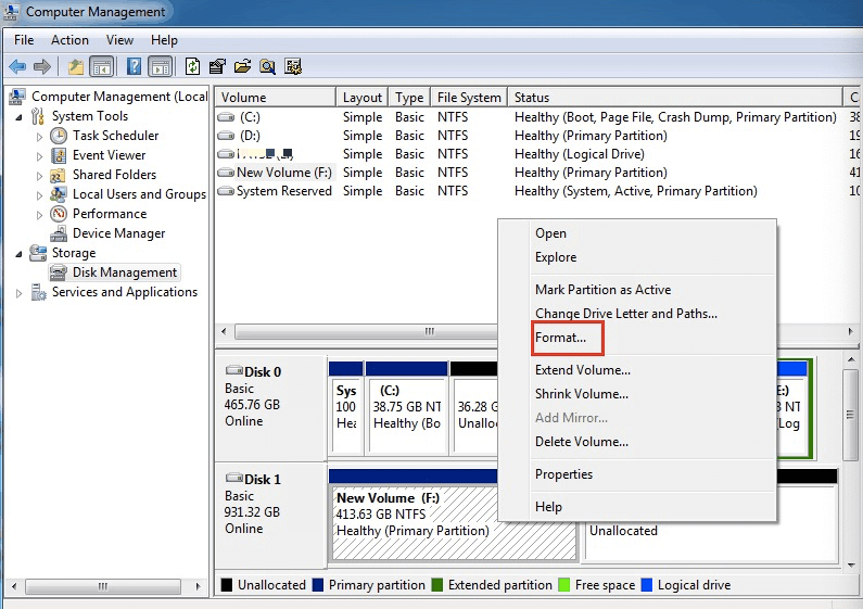 Faites une partition, puis formatez votre disque
