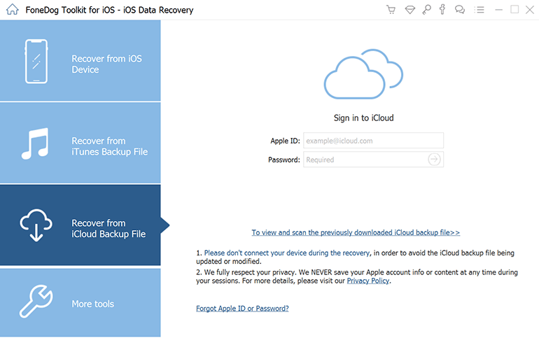 Connexion iCloud