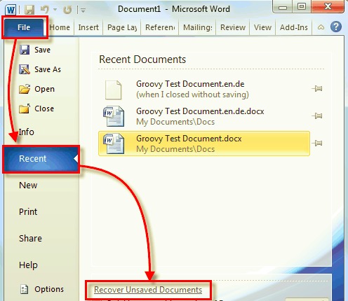 Récupérer les fichiers Excel supprimés - Fichier enregistré