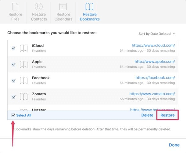Restaurer les signets Safari à l'aide d'iCloud sur Mac