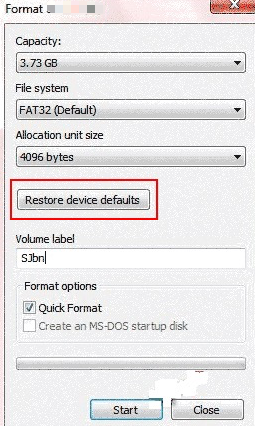 Explorateur Windows comme outil de réparation de carte SD