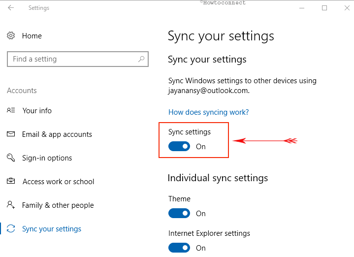 Synchronisez correctement vos paramètres pour corriger la mise à jour de Windows 10 effacé mon disque dur