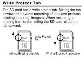 Vérifiez la protection en écriture dans la carte SD