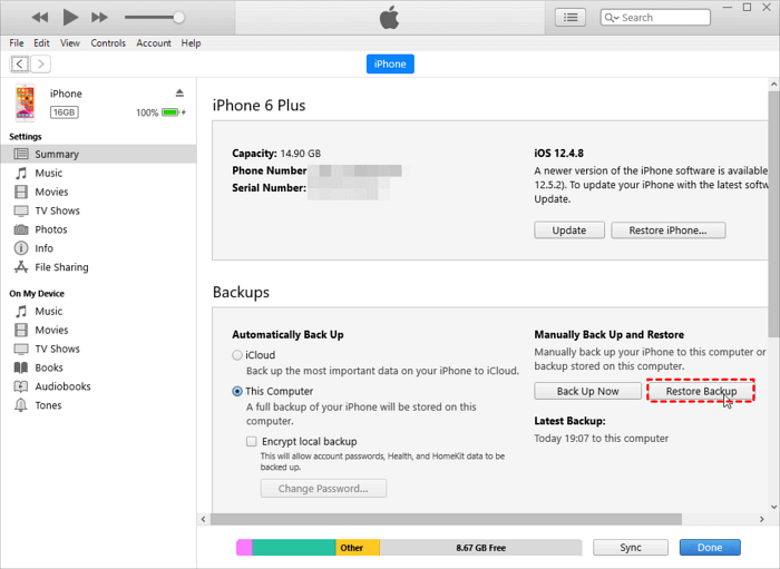 Récupération de contacts supprimés à partir de la sauvegarde iTunes