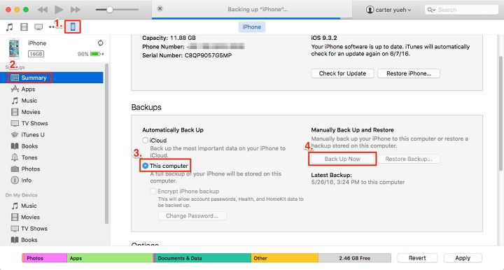 Synchroniser les contacts de l'iPhone vers le Mac à l'aide du programme iTunes