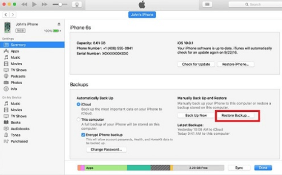 Notes iPhone Disparu Solutions à l'aide d'iTunes