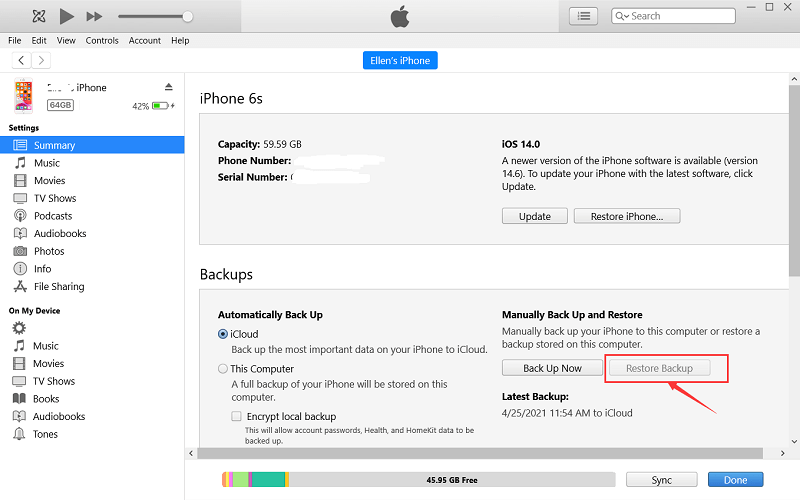 Récupérer les messages audio WhatsApp supprimés de l'iPhone à l'aide d'iTunes