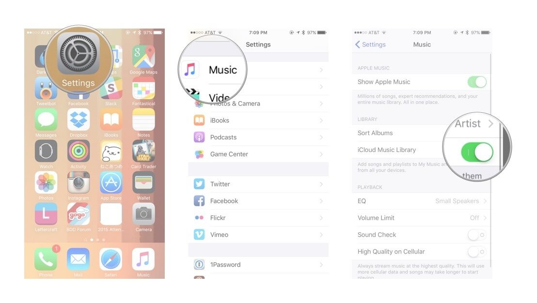 Activer la bibliothèque de musique Icloud