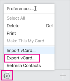 iCloud Exporter une vCard