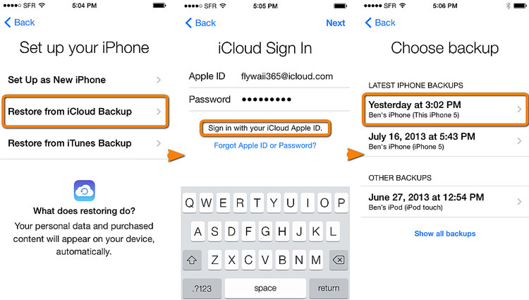 Récupérer des messages texte supprimés sur iPhone 15 à l'aide d'iCloud